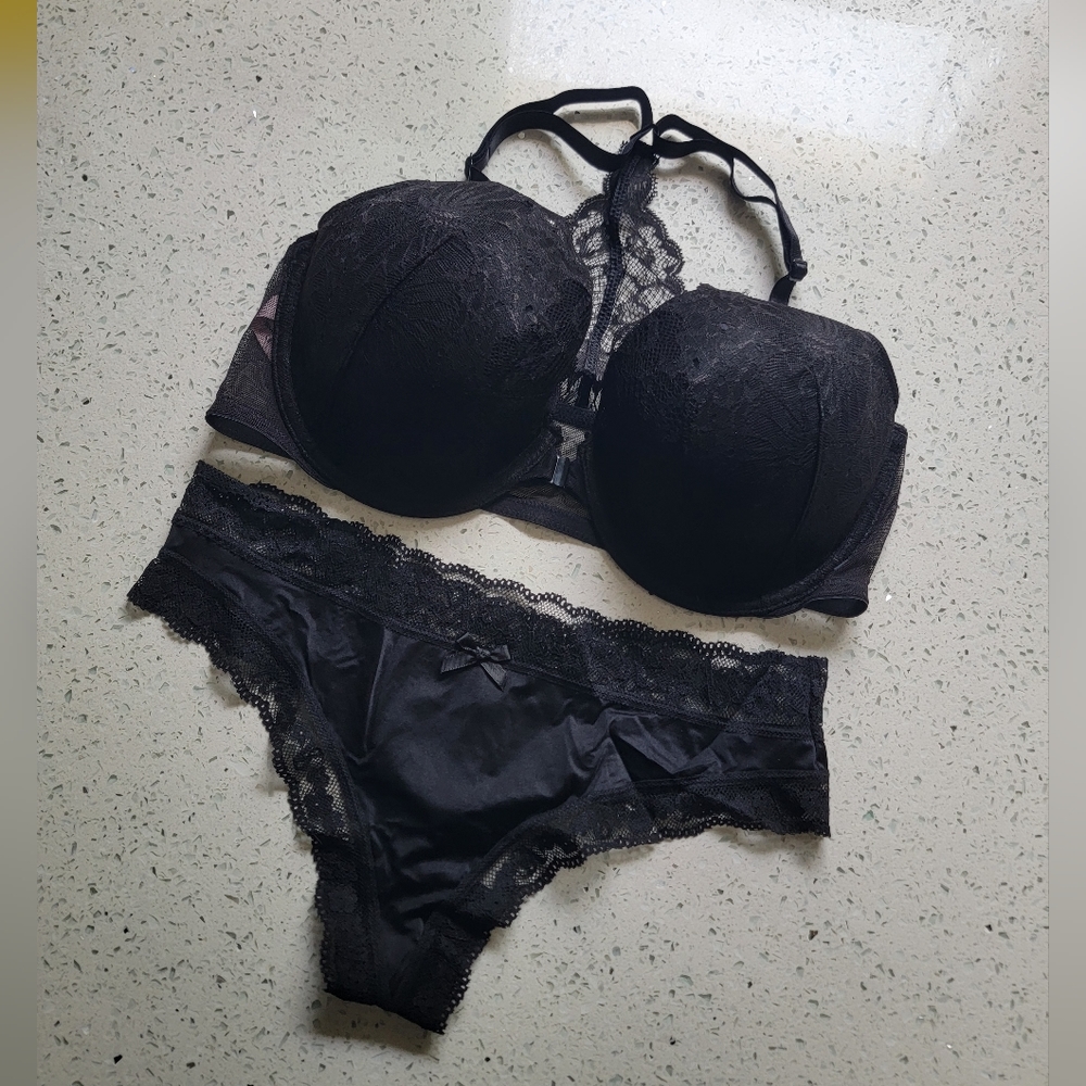 36D/M VICTORIA'S SECRET Sexy Tee Lace Lightly-Lined Triangle Demi Bra Set
